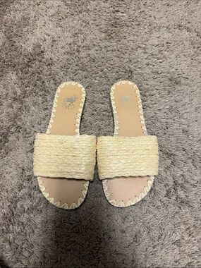 Braided Slide Sandals in Cream - Women